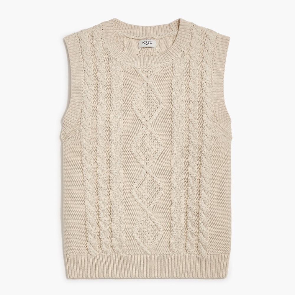 J. Crew Factory Women's Beige Cable Knit Sweater Vest